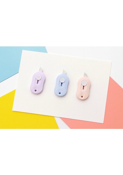 3 Lü Taşınabilir Mini Maket Bıçağı Zarf Açıcı Mavi Pembe Lila