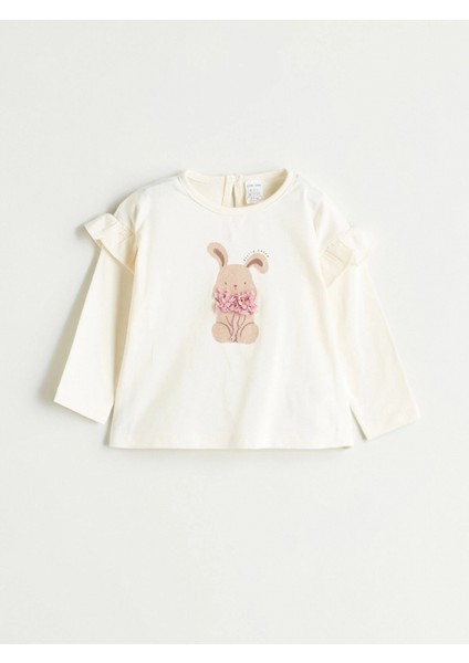 Lcw Baby Ekru Bisiklet Yaka Baskılı Kız Bebek Bluz ve Tayt 2'li Takım fiyatları