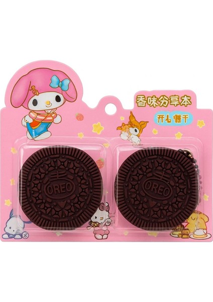2'li Mini Oreo Figürlü Kokulu Not Defteri Zincirli Anahtarlık
