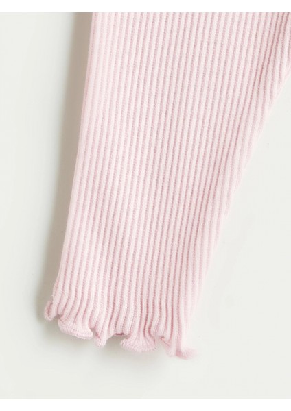 Lcw Baby Ekru Bisiklet Yaka Baskılı Kız Bebek Bluz ve Tayt 2'li Takım