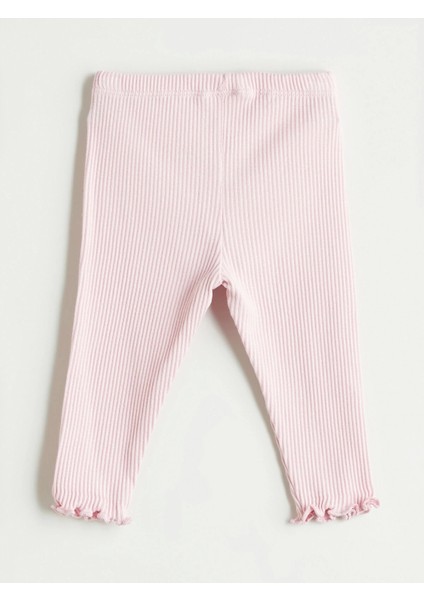 Lcw Baby Ekru Bisiklet Yaka Baskılı Kız Bebek Bluz ve Tayt 2'li Takım