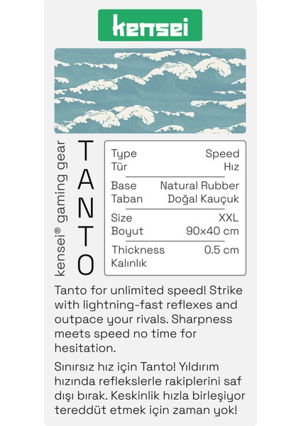 Tanto Edition Japan Wave Gaming Mouse Pad 90X40 cm 5 mm Xxl Büyük Boy Mousepad