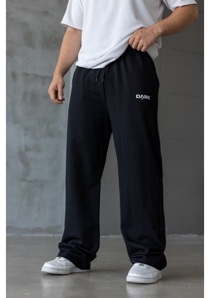 Erkek Siyah Baskılı Oversize Baggy Eşofman Altı modelleri