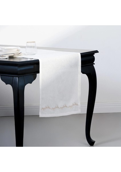 Petite % 100 Keten Beyaz Runner 45X150 cm