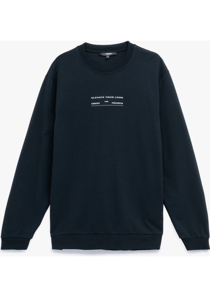 Uzun Kollu Pamuklu Bisiklet Yaka Baskılı Sweatshirt modelleri