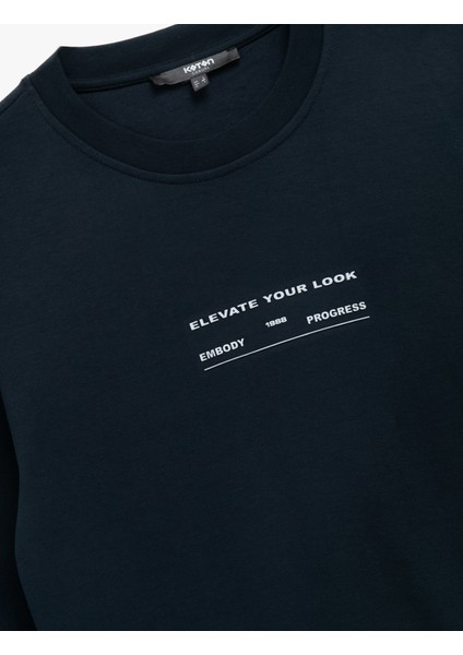 Uzun Kollu Pamuklu Bisiklet Yaka Baskılı Sweatshirt indirimleri