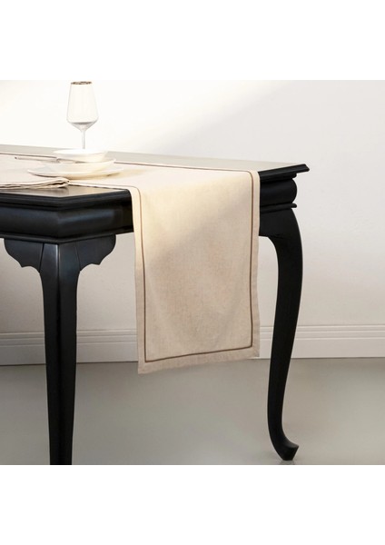 Lucca Pamuk Keten Biyeli Runner Ekru