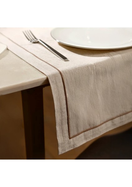 Lucca Pamuk Keten Biyeli Runner Ekru modelleri