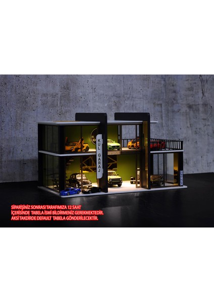 Ahşap Katlı Oyuncak Otopark Kişiselleştirilebilir Garaj LED Işıklı Diorama