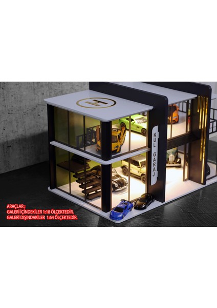 Ahşap Katlı Oyuncak Otopark Kişiselleştirilebilir Garaj LED Işıklı Diorama