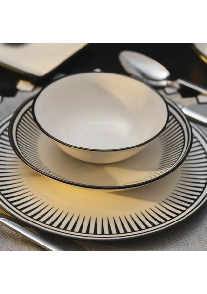 Aspen Siyah Çizgili Servis Tabağı 27 cm fiyatları
