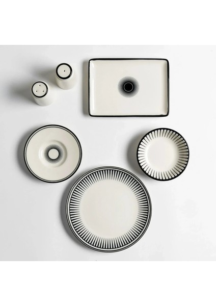 Aspen Siyah Çizgili Servis Tabağı 27 cm modelleri