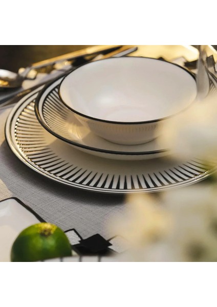 Aspen Siyah Çizgili Servis Tabağı 27 cm fırsatları