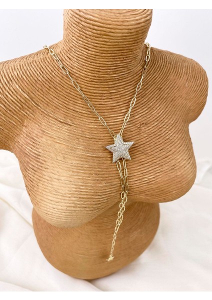 Yıldız Figürlü Taşlı Gold Y Kolye fiyatları