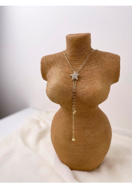 Yıldız Figürlü Taşlı Gold Y Kolye modelleri