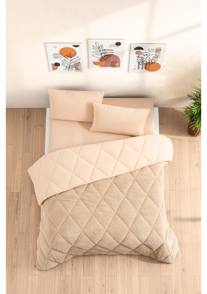 Çift Kişilik Wellsoft Yorgan Uyku Seti - Lastikli Çarşaflı 2 Yastık Kılıflı Çift Kişilik Uyku Seti