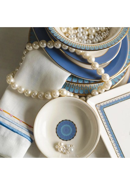 Giselle Mavi Gold Kayık Tabak 25X14 cm modelleri