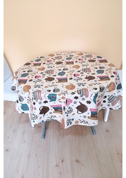 Altı Astarlı Yuvarlak Muşamba Masa Örtüsü -140 cm ÇAP-ELG35