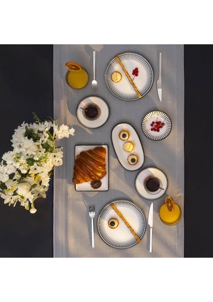 Aspen Siyah Çizgili Kayık Tabak 20X11 cm fırsatları