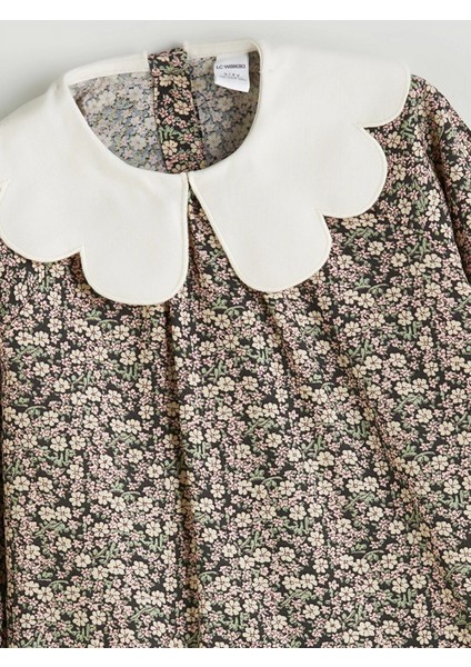 Lcw Kids Antrasit Bebe Yaka Çiçekli Kız Çocuk Elbise fiyatları