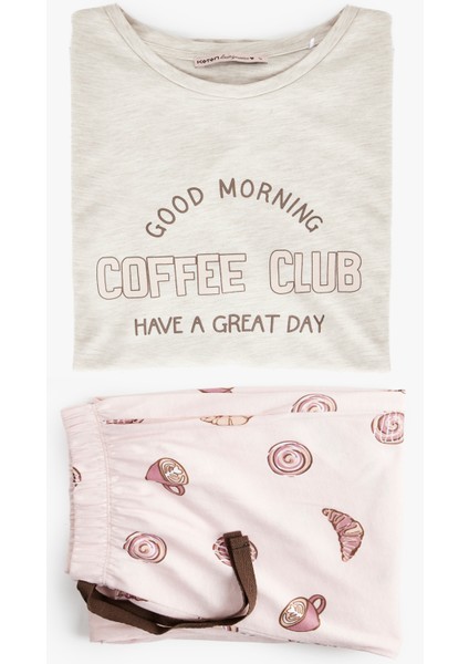Pamuklu Baskılı Uzun Kollu Pijama Takımı
