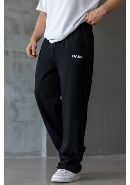 Erkek Siyah Baskılı Oversize Baggy Eşofman Altı