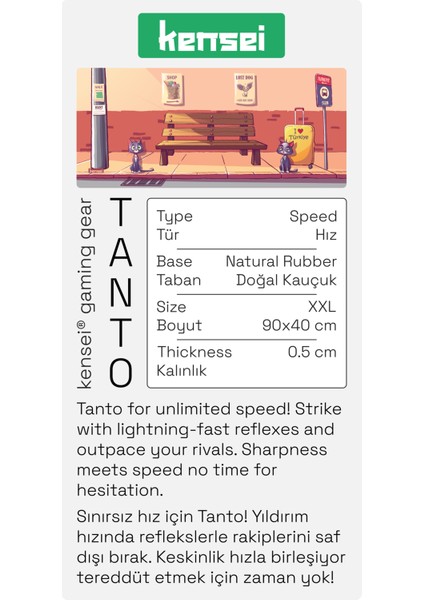 Tanto Edition Gameneko 90X40 cm 5 mm (Speed) Xxl Büyük Boy Gaming Mouse Pad