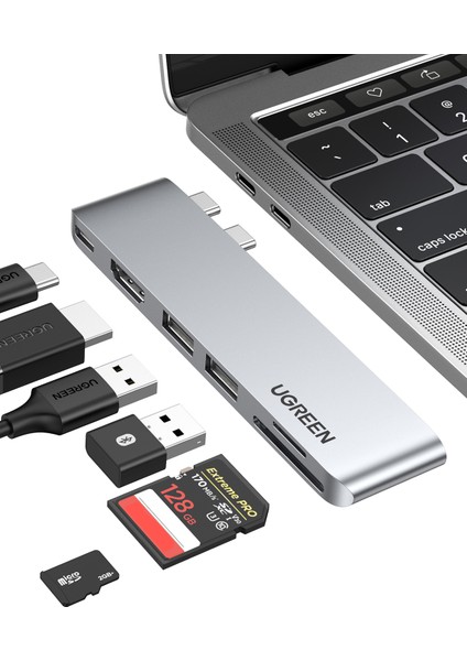 Macbook Pro Air İçin Thunderbolt 3 Type-C HDMI USB 3.0 SD Kart Okuyucu Hub Adaptör 80856 fiyatları