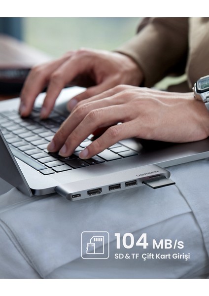 Macbook Pro Air İçin Thunderbolt 3 Type-C HDMI USB 3.0 SD Kart Okuyucu Hub Adaptör 80856