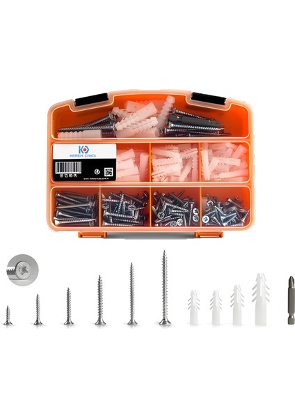 312 Parça 12 Çeşit Vida ve Dübel Seti - Takım