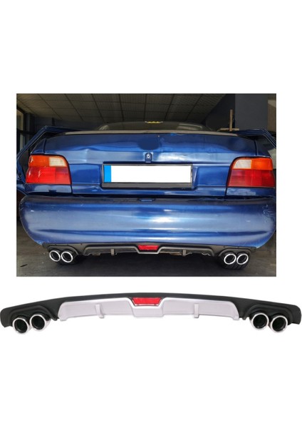 Ford Escort Uyumlu Body Kit Difüzör 4 Çıkış Gri Yuvarlak