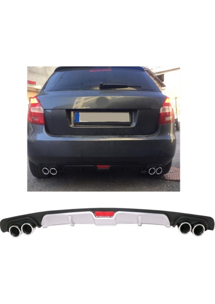 Skoda Fabia Mk2 Uyumlu Body Kit Difüzör 4 Çıkış Gri Yuvarlak