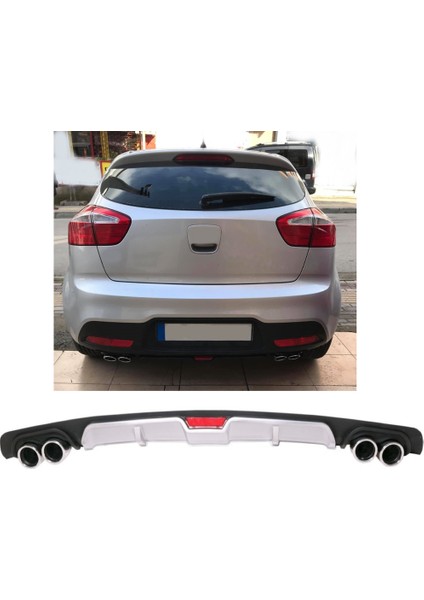 Kia Rio Uyumlu Body Kit Difüzör 4 Çıkış Gri Yuvarlak