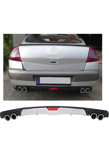 Renault Megane 2 Uyumlu Body Kit Difüzör 4 Çıkış Gri Yuvarlak