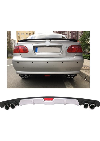 Fiat Albea Uyumlu Body Kit Difüzör 4 Çıkış Gri Yuvarlak