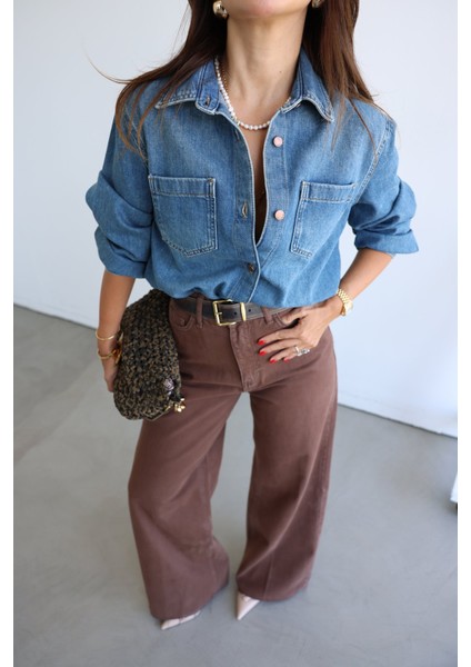 Çift Cepli Basic Denim Gömlek modelleri