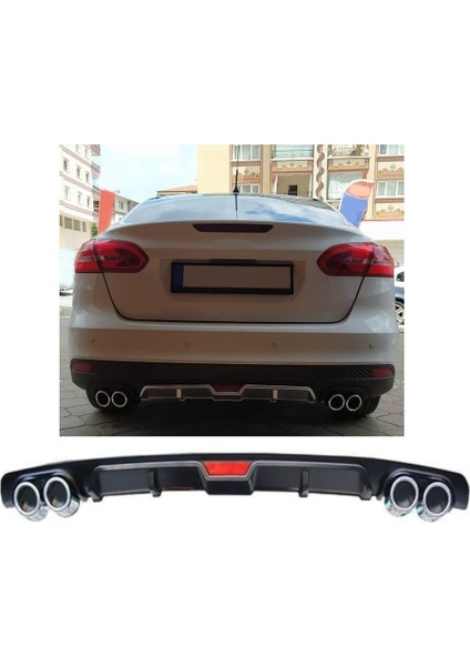Ford Focus 4 Uyumlu Body Kit Difüzör 4 Çıkış Siyah Yuvarlak