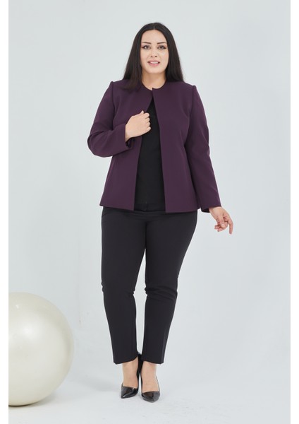 Atelier Kadın Büyük Beden Yakasız Ceket modelleri