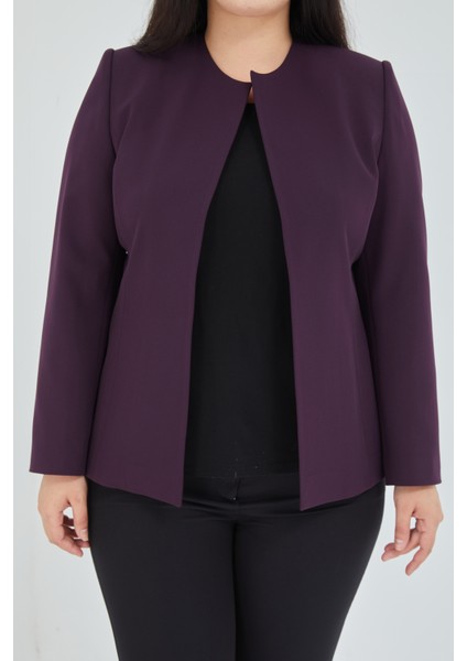 Atelier Kadın Büyük Beden Yakasız Ceket