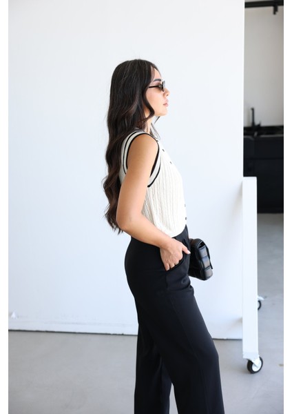 Boydan Düğmeli Biyeli Triko Yelek modelleri