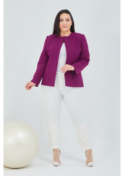 Atelier Kadın Büyük Beden Yakasız Ceket modelleri