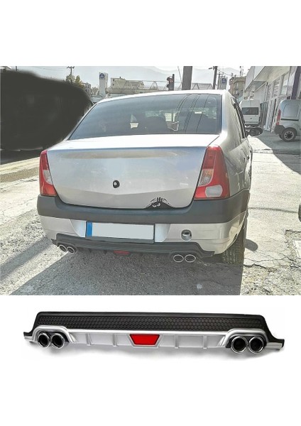 Dacia Logan Sedan Uyumlu Body Kit Difüzör 4 Çıkış Yuvarlak Gri Model 1