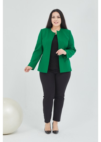 Atelier Kadın Büyük Beden Yakasız Ceket