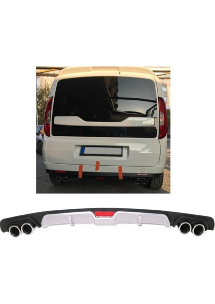 Fiat Doblo D4 Uyumlu Body Kit Difüzör 4 Çıkış Gri Yuvarlak
