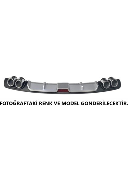 Fiat Doblo D4 Uyumlu Body Kit Difüzör 4 Çıkış Gri Yuvarlak modelleri