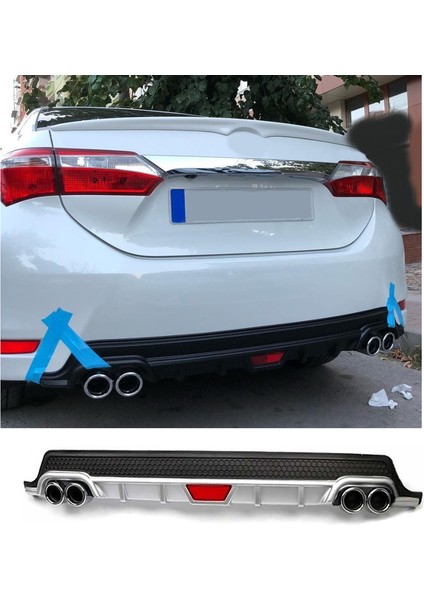 Toyota Corolla 12-19 Uyumlu Body Kit Difüzör 4 Çıkış Yuvarlak Gri Model 1
