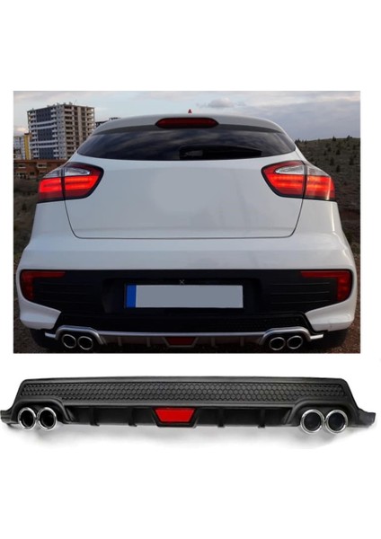 Kia Rio Yeni Kasa Uyumlu Body Kit Difüzör 4 Çıkış Yuvarlak Siyah Model 2