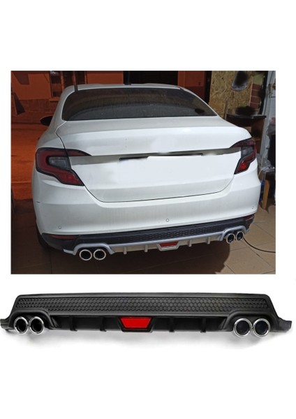 Fiat Egea Uyumlu Body Kit Difüzör 4 Çıkış Yuvarlak Siyah Model 2