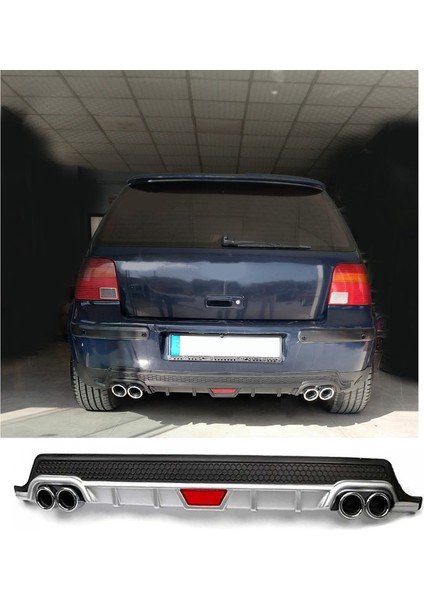 Volkswagen Golf 4 Uyumlu Body Kit Difüzör 4 Çıkış Yuvarlak Gri Model 1