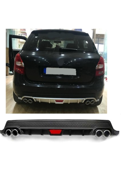 Skoda Fabia Orta Kasa Uyumlu Body Kit Difüzör 4 Çıkış Yuvarlak Siyah Model 2